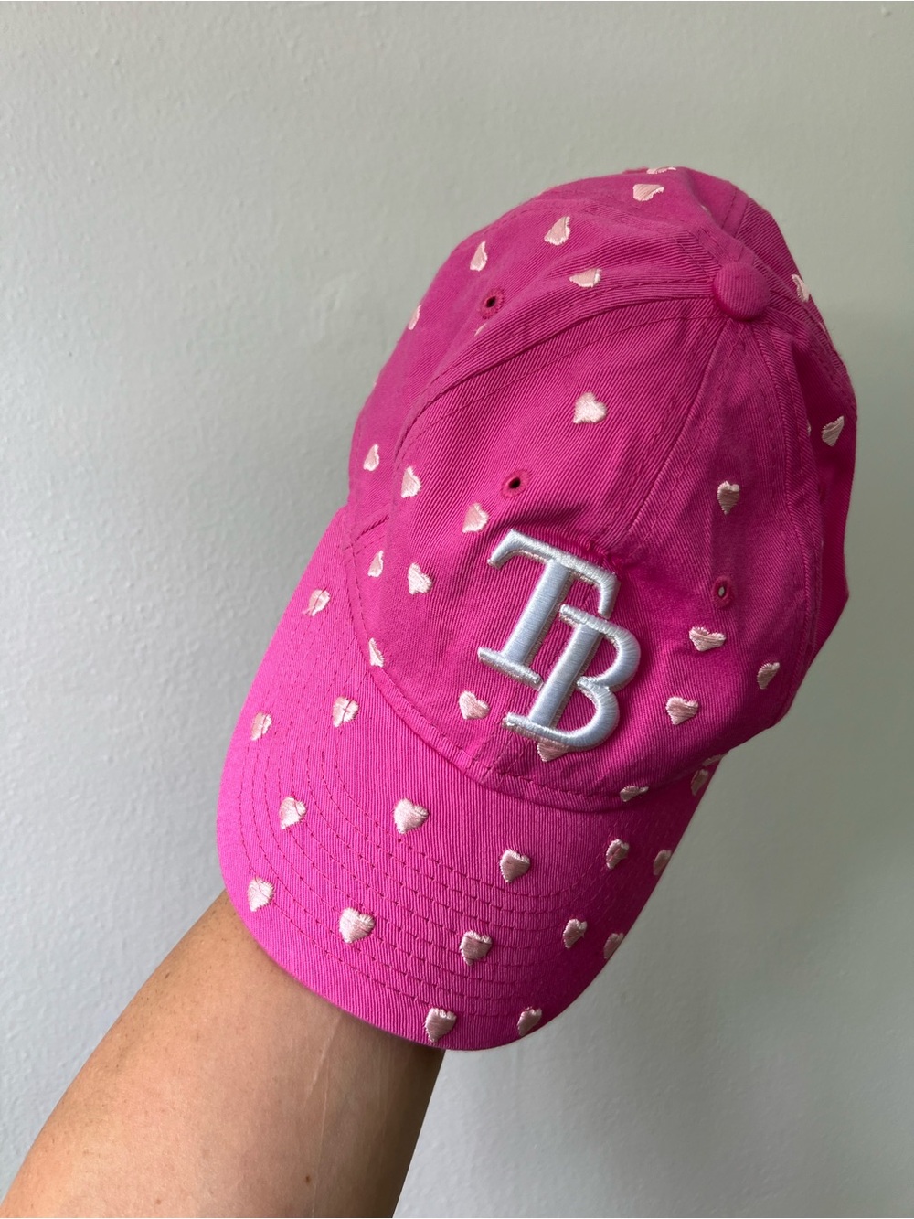 Pink Tampa Bay Rays Heart Embroidered Baseball Cap Size Youth